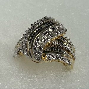 𝅺STERLING Silver & Gold Filled Ring w/ Genuine Diamonds